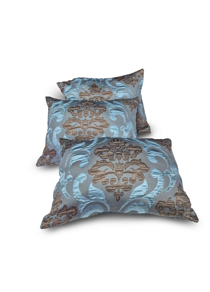Комплект декоративних подушок Lumelle Damask 47х35см 3шт блакитний з бірюзовим і бронзовим (п_0853)