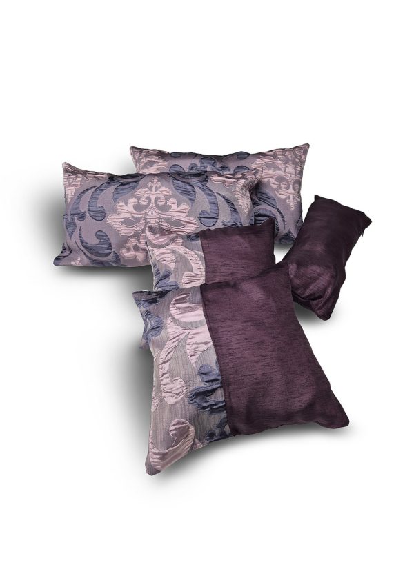 Комплект декоративних подушок Lumelle Damask 47х27см 2шт, 27х27см 2шт,  38х16см 1шт бузковий (п_0857)
