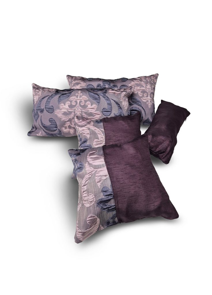 Комплект декоративних подушок Lumelle Damask 47х27см 2шт, 27х27см 2шт,  38х16см 1шт бузковий (п_0857)