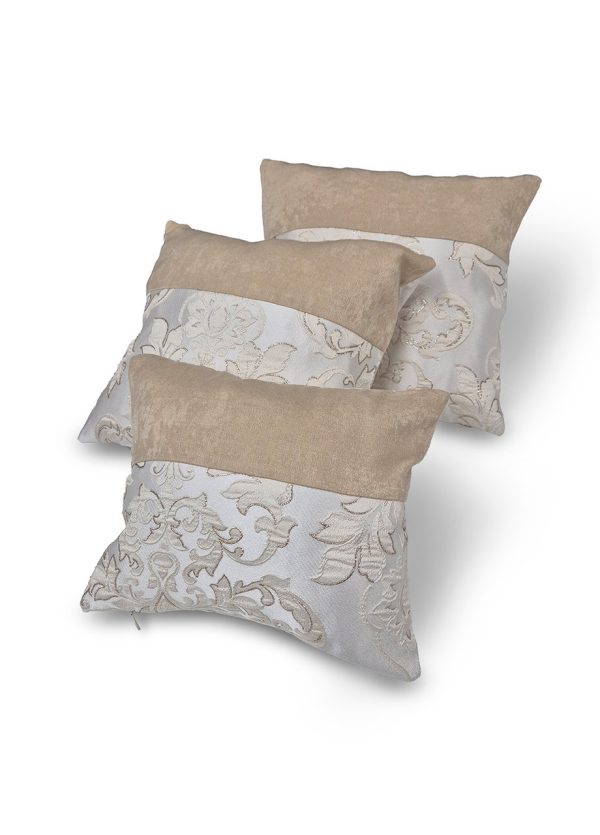 Комплект декоративних подушок Lumelle Damask  33х30см 2шт, 29х23см 1шт   бежеві з золотом  (п_0869)