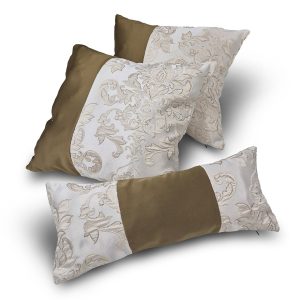 Комплект декоративних подушок Lumelle Damask  45х40см 2шт, 47х19см 1шт  коричнево-гірчичний з молочним (п_0873)