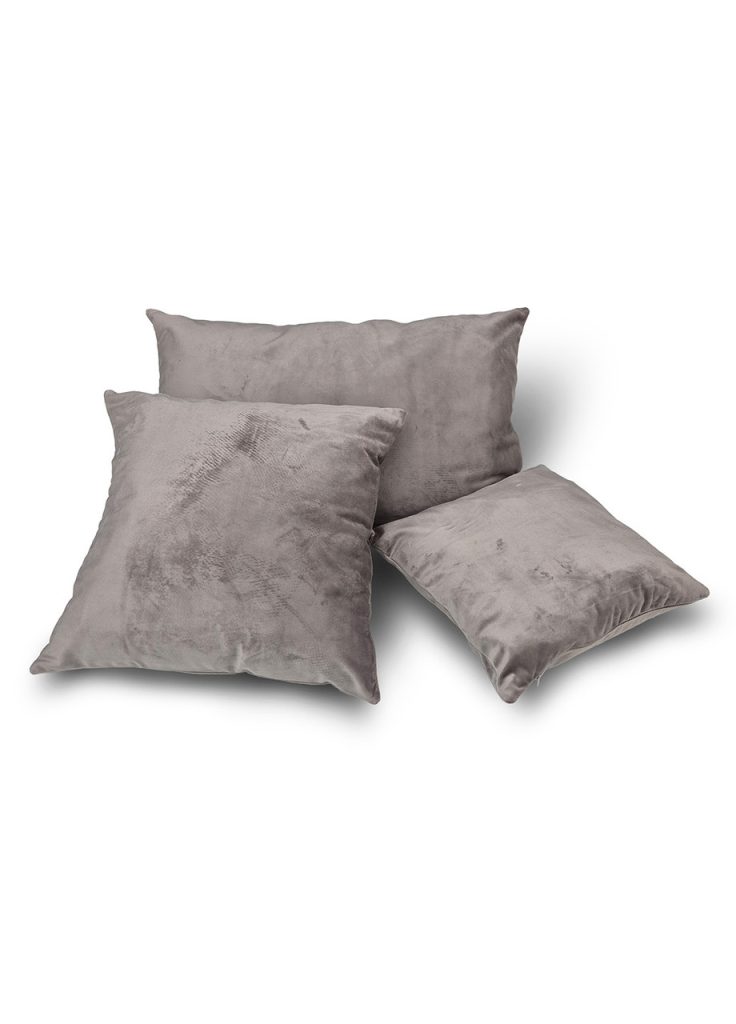 Комплект декоративних подушок Lumelle Simple оксамит 55х35см 1шт, 37х37см 1шт, 30х30см 1шт сірий з мокко (п_0878)