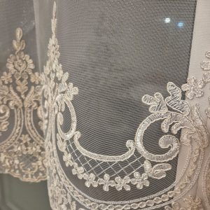 Комплект фіранок 180х90см на стулку вікна  Lumelle Combi 4шт  кремовий з бежевим і коричневим (10_6ф)