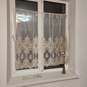 Комплект фіранок 120х104см на стулку вікна  Lumelle Damask  3шт кремовий з бежевим  (10_7ф)