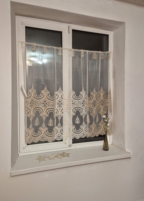 Комплект фіранок 120х104см на стулку вікна  Lumelle Damask  3шт кремовий з бежевим  (10_7ф)
