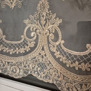 Комплект фіранок 120х104см на стулку вікна  Lumelle Damask  3шт кремовий з бежевим  (10_7ф)