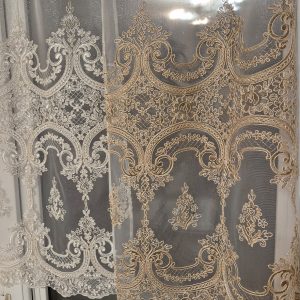 Комплект фіранок 120х104см на стулку вікна  Lumelle Damask  3шт кремовий з бежевим  (10_7ф)
