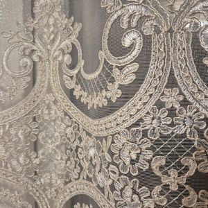 Комплект фіранок 120х104см на стулку вікна  Lumelle Damask  3шт кремовий з бежевим  (10_7ф)
