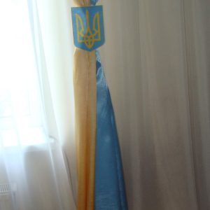 Комплект штор і ламбрекен в дитячу кімнату  Lumelle Букви карниз 300см жовтий з блакитним (10ш)