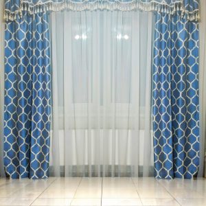 Комплект штор c ламбрекеном Lumelle Modern карниз 300см Блакитний з пісочним (11_1_1ш)