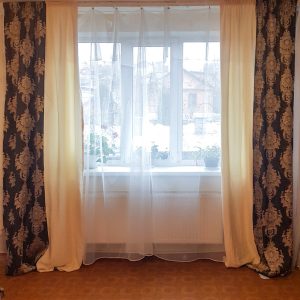 Комплект штор і тюль Lumelle Damask карниз 250см шоколадний з бежевим (11_3ш)