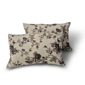 Комплект декоративних подушок Lumelle Flowers 50х30см 2шт  бежеві з коричневим  (п_0894)