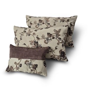 Комплект декоративних подушок Lumelle Flowers 50х30см 2шт, 30х21см 1шт  бежеві з коричневим  (п_0894)