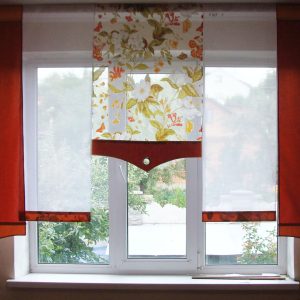 Комплект панельних фіранок Lumelle Flowers 5шт карниз 240см помаранчевий з теракотовим (23_7п)