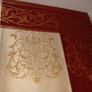 Комплект панельних фіранок Lumelle Damask 7шт карниз 250см теракотовий із золотистим (24_7п)
