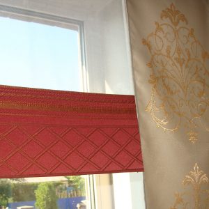 Комплект панельних фіранок Lumelle Damask 7шт карниз 250см теракотовий із золотистим (24_7п)