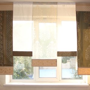 Комплект панельних фіранок Lumelle Damask 5шт карниз 245см зелений з молочним (24_8п)