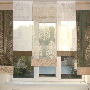 Комплект панельних фіранок Lumelle Damask 5шт карниз 245см зелений з молочним (24_8п)