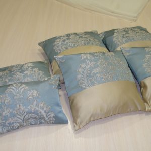Комплект декоративних подушок Lumelle Damask 35х20см 2шт 33х33см 4шт блакитні з пісочним (п_0531)