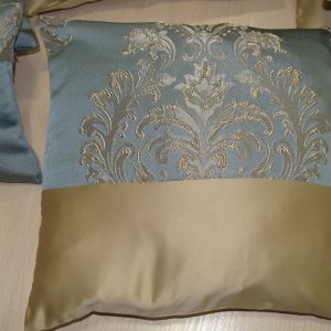 Комплект декоративних подушок Lumelle Damask 35х20см 2шт 33х33см 4шт блакитні з пісочним (п_0531)