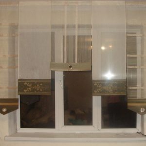 Комплект панельних фіранок Lumelle  Арда 5шт карниз 200см молочний із зеленим (25_9п)
